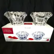 Cristal D'arques~ 24% Lead Crystal~ 2 Clear Candle Holders~ Paris~ NIB