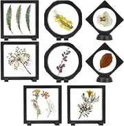 3D Floating Frame with Stand, 8 Pcs Floating Display Case Coins Display Stand Holder for Jewelry Floating Jewelry Holder Cases for Challenge Coins, Rock, Shells, Minerals