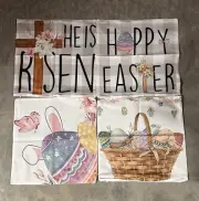 Easter Pillow Covers 18x18 Set of 4, Decorative Easter Bunny Eggs Pillow Covers