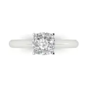 1.4ct Cushion Cut Solitaire Statement Promise Designer Ring 14k White Gold
