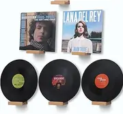 Wood Vinyl Record Shelf Wall Mount, Small Wall Record Holder Display Shelf, Vinyl Record Shelves Record Album Display Holder for LP, CD, Book Art Storage Vintage Home Decor (6, Wood Color)