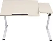 Height Adjustable Laptop Desk, Z-Shaped Structure, Foldable Board, Tilted Reading, Independent Mouse Pad, Dark Walnut (White Maple Color)