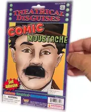 CHARLIE CHAPLIN COMIC MUSTACHE Men Black Facial Hair Costume Funny Clown Furry