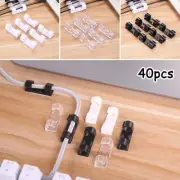 Easy Installation Cable Cord Clips Clamp Table Wall Tidy Organizer 40 Pcs