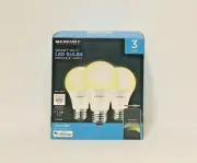 New Merkury Innovations Dimmable White Smart Wi-Fi LED A19 Light Bulbs 3-Pack