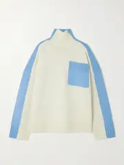 [JW Anderson] JW Anderson - Two-tone Knitted Turtleneck Sweater - White - medium medium White
