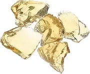 uxcell Fire Glass for Fire Pit, 5-8cm(2"-3.1") High Luster Reflective Glass Rocks for Natural or Propane Fireplace, Safe for Outdoors and Indoors Fire Pit Glass, Yellow, 400g/14oz