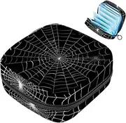 Period Bag,Sanitary Napkin Storage Bag,Black Background Spider Web,Tampon Holder for Purse
