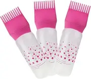 NOLITOY 3pcs Hair Dry Cleaning Bottle Hairline Highlight Comb Hair Dye Bottle Color Shampoo Hair Dye Hair Spray Bottles Squirt Hair Dye Bottle Brush Collapsible Lid Plastic Pink