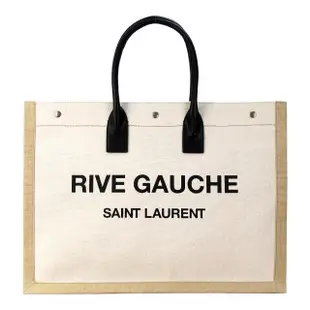 【YSL】RIVE GAUCHE 經典LOGO 帆布托特包(米白)