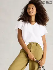 White Stuff White 100% Cotton Luella Notch Neck Top (F66946) | $104
