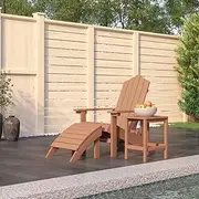 Garden Chairs, Garden Adirondack Chair with Footstool & Table HDPE Brown