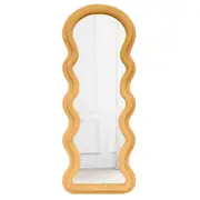 Best World 160cm x 60cm Arched Wavy Velvet Full Length Mirror Peach-Orange Frame