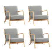 Oikiture 4X Armchair Lounge Chair Accent Armchairs Couches Sofa Wood Light Grey