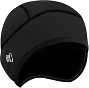 [eModwey] Women's Winter Bicycle Hat Under Helmet Adult Bicycle Helmet with Braid Hole Breathable Compatible with Glasses and Headphones for Cycling, Running, Hiking and Skiing, Black