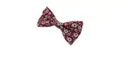 Mens Red With White & Green Flowers Cotton Bow Tie & Pocket Square Set