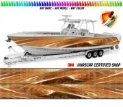 Brown, Light Brown and Tan Graphic Vinyl Boat Wrap Decal Fishing Pontoon