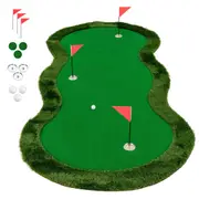 Costway 3M Golf Putting Green Golf Practice Mat w/3 Holes/3 Cups & Flags Indoor Outdoor Training