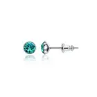 Signature Stud Earrings w 3 Sizes Carat Blue Zircon Swarovski Crystal Rhodium Pt