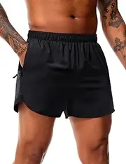 [MIER] Men's 3 Inch Inseam Running Shorts with Brief Liner Dry Fit Gym Athletic Workout Exercise Shorts with Zipper Pocket