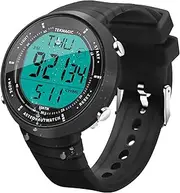 [TEKMAGIC] Men's Wristwatch with Silicone Band 10 ATM 100 meters Waterproof Suitable for Swimming and Diving with Backlight, Alarm Clock, Stopwatch, Calendar, Dual Time Zone