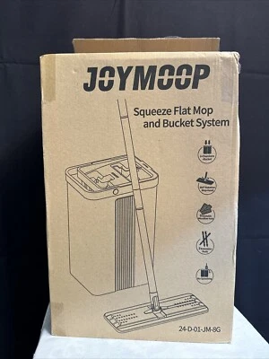 Flat Mop and Bucket System, Separates Dirty and Clean Water, 8 Washable Pads