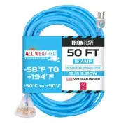 50 Ft 3 Outlet All-Weather Extension Cord for Outdoor & Indoor Use - 12/3 SJE...