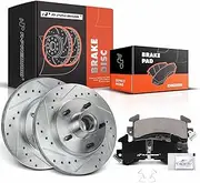 A-Premium 10.5 inch (266.8mm) Front Drilled and Slotted Disc Brake Rotors + Ceramic Pads Kit Compatible with Select Chevrolet, Buick, GMC, Pontiac and Oldsmobile Models - Malibu, Camaro, Regal, Sonoma