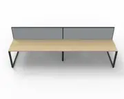 RAPIDLINE DELUXE LOOP LEG WORKSTATION With Screen 4 Person Double Sided W1500 x D750 x H730mm (per user) Natural Oak Top Black Frame