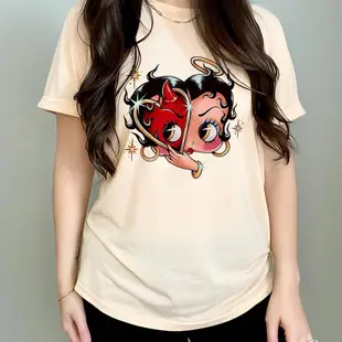 Betty Boop t 恤女街頭服飾日本 Y2K t 恤女漫畫設計師圖形衣服