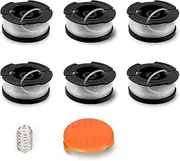 String Trimmer Spool Replacement for Black + Decker，AF-100 Weed Eater Spools Line 30ft .065", 6 Replacement Spools, 1 Spool Cap,1 Spring