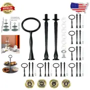 Sturdy Heavy-Duty 3-Tier Cake Stand - Multi-Tier Dessert Display Set, 15'' Black