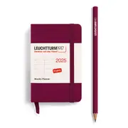 Weekly Planner 2025, Hardcover (Port Red) - A7