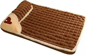 Pet Dog Bed Mat Plush Pet Mat Protect Cervical Spine Detachable Dog House Indoor Comfort Coft Pet Supplies, Brown, L