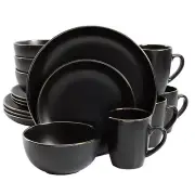 Gibson Home Rockaway Gold 16-Piece Stoneware Dinnerware Set - Matte Black