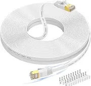 Cat 7 Ethernet Cable 30M, High Speed Flat Internet Network LAN Wire, Long Shielded Patch Cord for Modem, Router, Faster Than Cat5/Cat6/Cat6e– White
