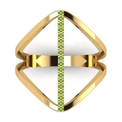0.1Ct Round Cut Natural Peridot Solid 14K/18K Gold Statement Engagement Ring