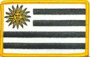 URUGUAY Flag Patch With Hook Adhesive Fastener Tactical Black, White & Gold