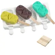 4 Cell Silicone Frozen Ice Cream Mould Juice Popsicle Maker Ice Lollipop Mould