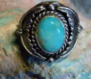 New Mens Sterling Silver Turquoise Ring By Navajo Patrick Yazzie Size 10 3/4