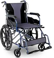 Folding Wheelchair Carbon Steel Transport Chair Support 130kg/286lb Big Wheels All Terrain Portable Sport Manual Wheelchair with Handbrake