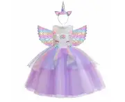 Rainbow Unicorn Tutu Dress Girls Costume - Purple