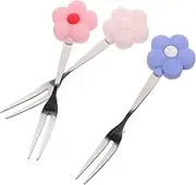 LIGHTAOTAO 3Pcs Stainless Steel Dessert Forks Appetizer Forks for Ice Cake Fruit Sampling Kitchen Accessory for Parties and Events Selection Random Color