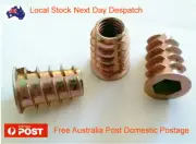 10/20pcs M4/M8 Wood Timber Threaded Flange Insert Zinc Steel Alloy Allen Nuts