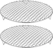 uxcell 2pcs Round Cooking Rack 10.2-inch 201 Stainless Steel Cross Wire Barbecue Grill Net with 20mm Legs for Cooking Baking Steaming BBQ