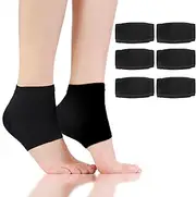 Segbeauty 12pcs Heel Moisturizing Socks, 6 Pairs Silky Gel Lined Toeless Socks for Dry Cracked Heels, Non Slip Thin Heel Socks Overnight SPA Socks for Women, Black Moisturizing Foot Sock for Foot Care