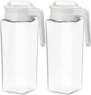 Iwasaki Kogyo K-1298 WH Last Trolley, Cold Water Bottle, 2.1 L (2.1 L), Square Pitcher, Made in Japan, Heat Resistant, Cold-Tea Bottle, Coffee, Water Jug, Horizontal Position, Wide Mouth, White