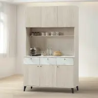 在飛比找momo購物網優惠-【MUNA 家居】白橡色4尺餐櫃全組B302(碗盤櫃 收納 