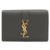 在飛比找Yahoo奇摩購物中心優惠-YSL Saint Laurent 金屬LOGO牛皮三折釦式