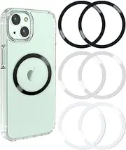 6 Pcs Universal Metal Rings Sticker Compatible for Magsafe Magnetic Wireless Charger iPhone 15 14 13 12 Pro Max Galaxy,(not Magnet) Ultra-Thin Car Charger Conversion Accessories,(Black,Silver,White)